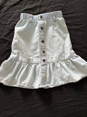 SHEIN Light Blue Denim Ruffle Button-Front Skirt